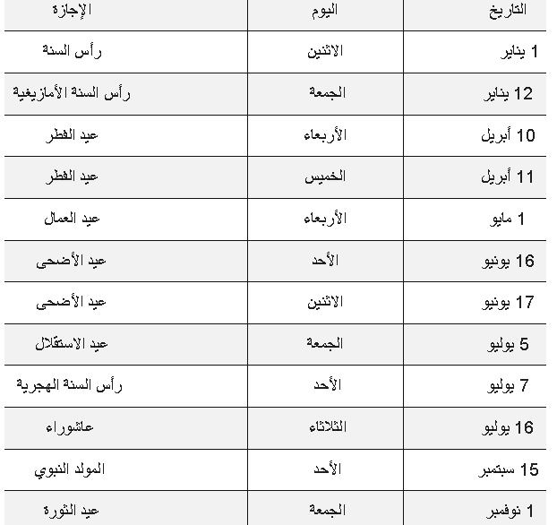 العطلات الرسمية في الجزائر