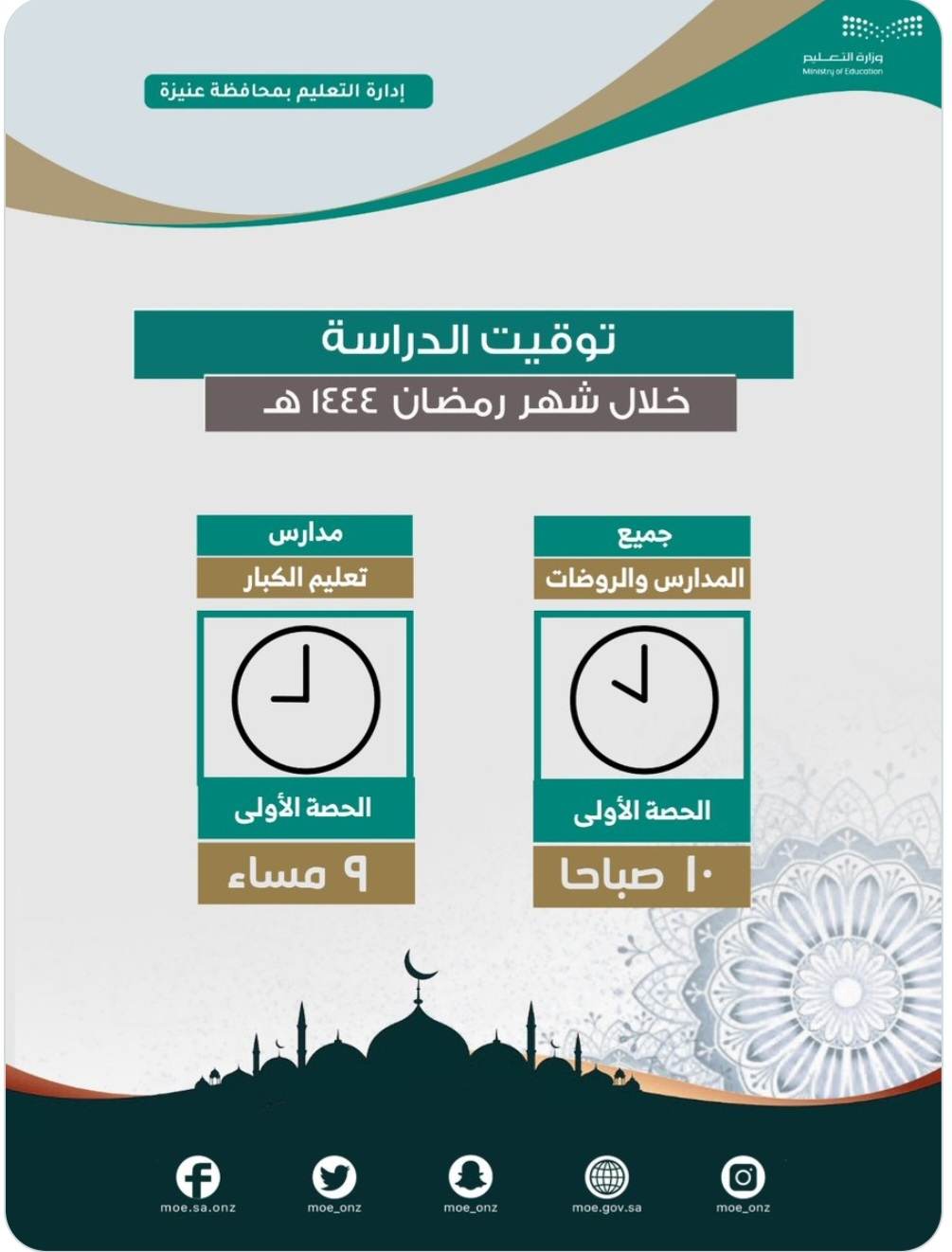 دوام رياض الاطفال في رمضان