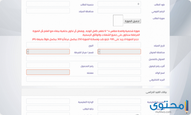 استمارة الثانوية العامة