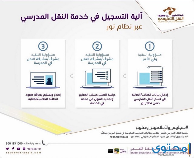 خدمة النقل المدرسي عبر نظام نور